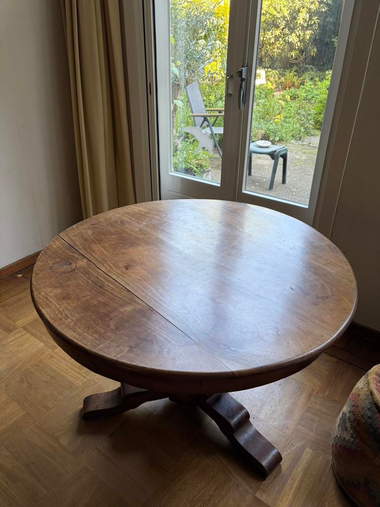 Houten tafel, Huis en Inrichting, Tafels | Eettafels, Ophalen, Gebruikt, Rond, Vier personen