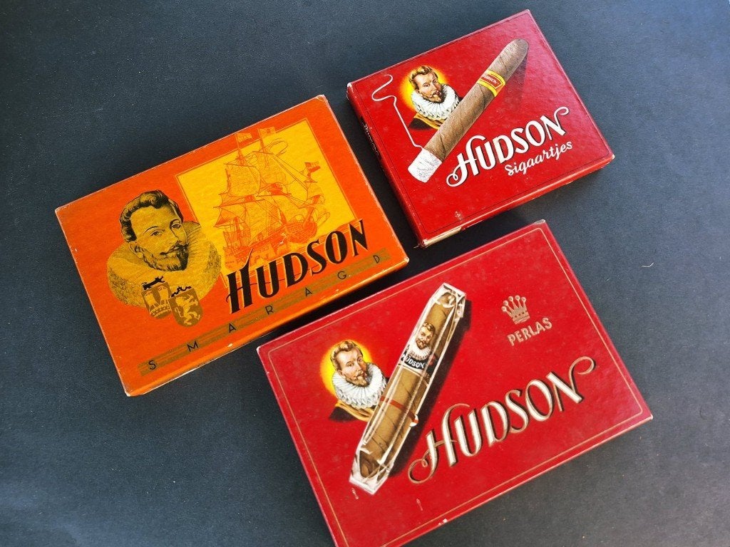 3x HUDSON ROOSENDAAL lege sigarendozen, Verzenden, Gebruikt, Tabaksdoos of Verpakking
