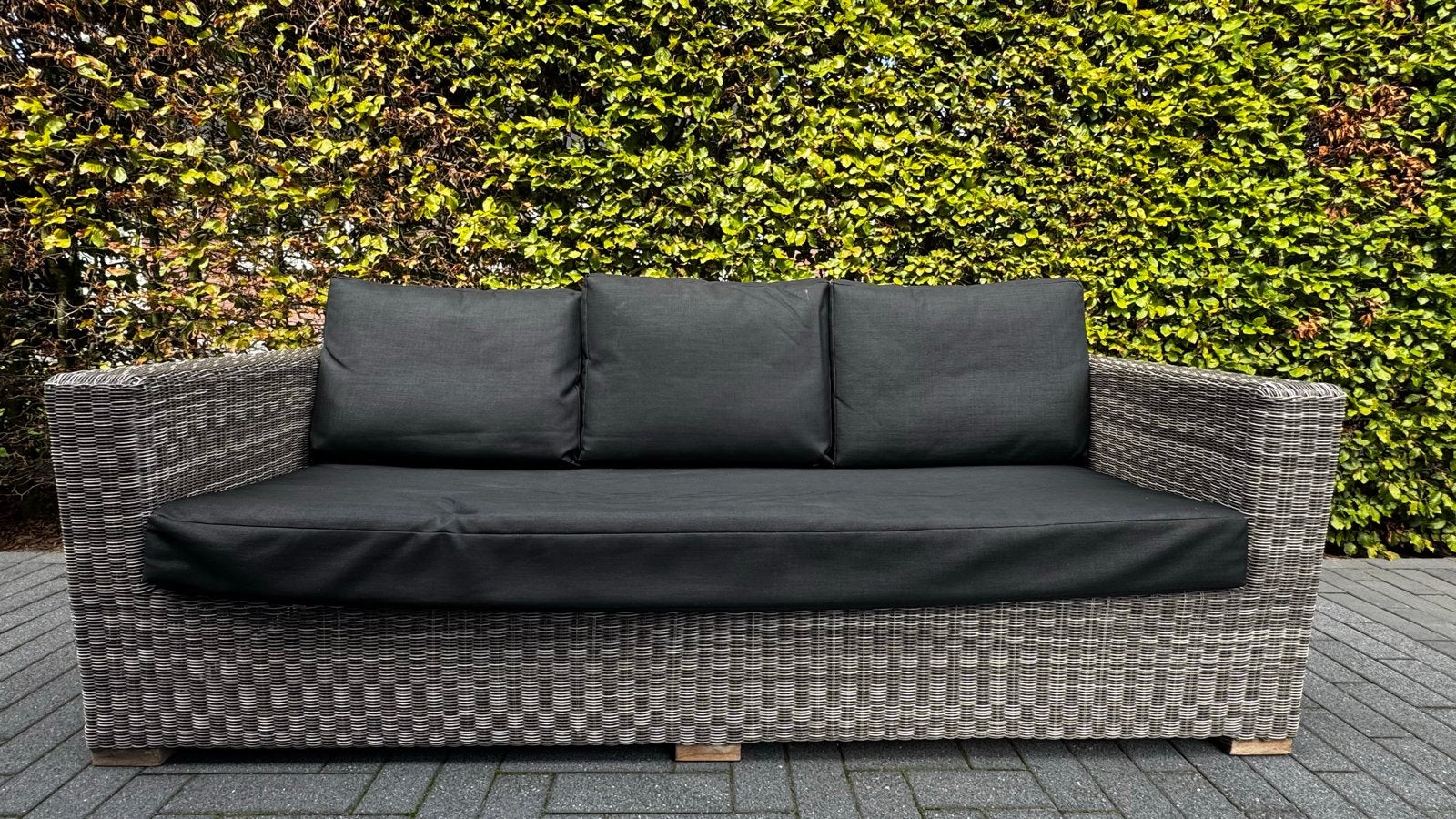 Loungeset bank van Wicker met kussens - LIFE, Ophalen, Gebruikt, 3 zitplaatsen, Loungeset