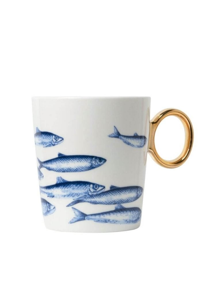 Heinen Delfts Blauw mok Vissen gouden oor 300 ml nieuw, Overige merken, Keramiek, Delftsblauw, Heinen Delfts Blauw