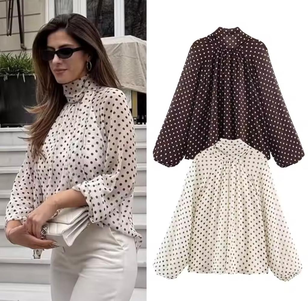 Nieuwe blouse met polka dots - diverse maten, Ophalen of Verzenden, Nieuw, Maat 36 (S), Wit