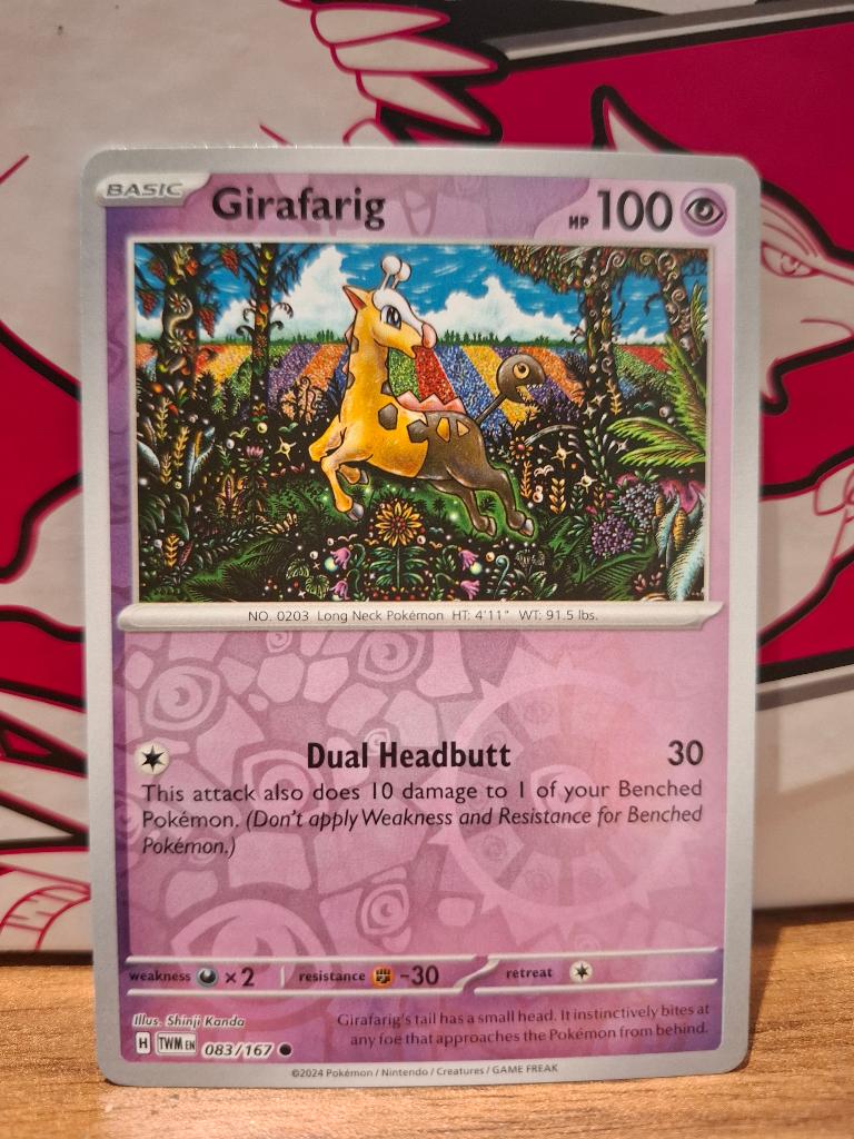 Pokemon Girafarig TWM 083/167 reverse holo, Ophalen of Verzenden, Nieuw, Losse kaart