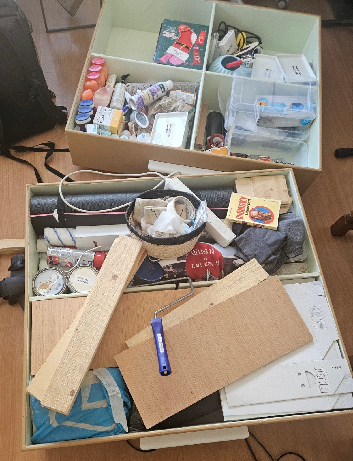 Bedlades met wieltjes - 4 of 2 vakken, Huis en Inrichting, Slaapkamer | Bedden, Ophalen, Gebruikt, Beige, Overige maten