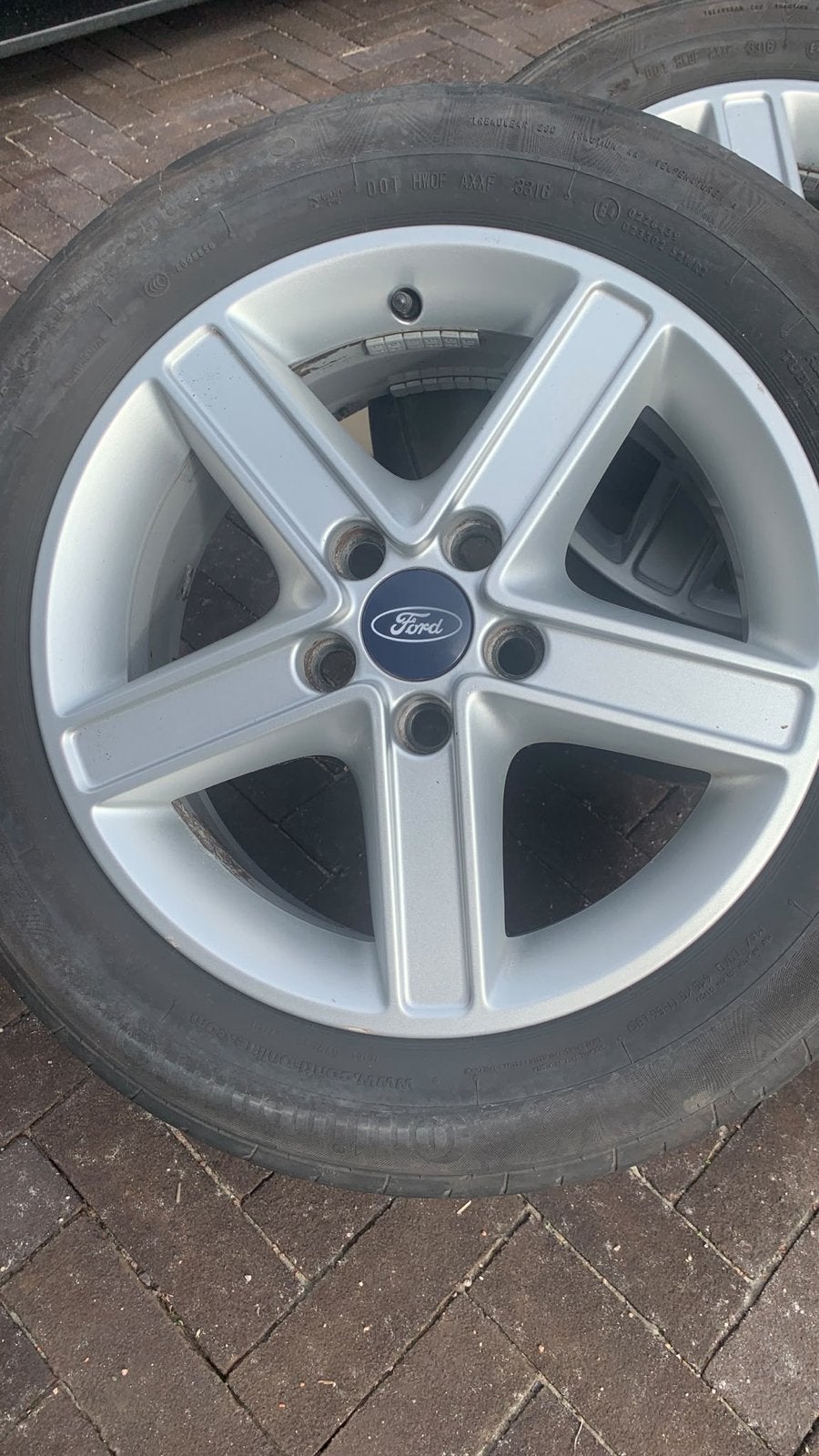Ford velgen met continental banden 205 55 r16, Ophalen, Gebruikt, 16 inch, Banden en Velgen