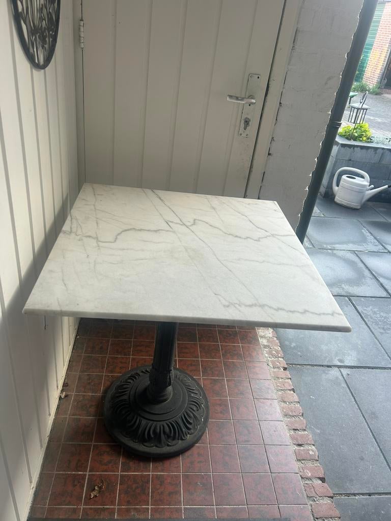 Bistro tafel, Ophalen of Verzenden, Zo goed als nieuw, Vierkant, Metaal