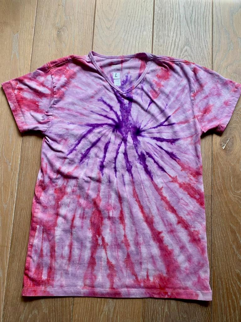 Hippie TIE DYE shirt L Handgeverfd door mij, uniek Festival, Ophalen of Verzenden, Nieuw, Maat 52/54 (L), Roze