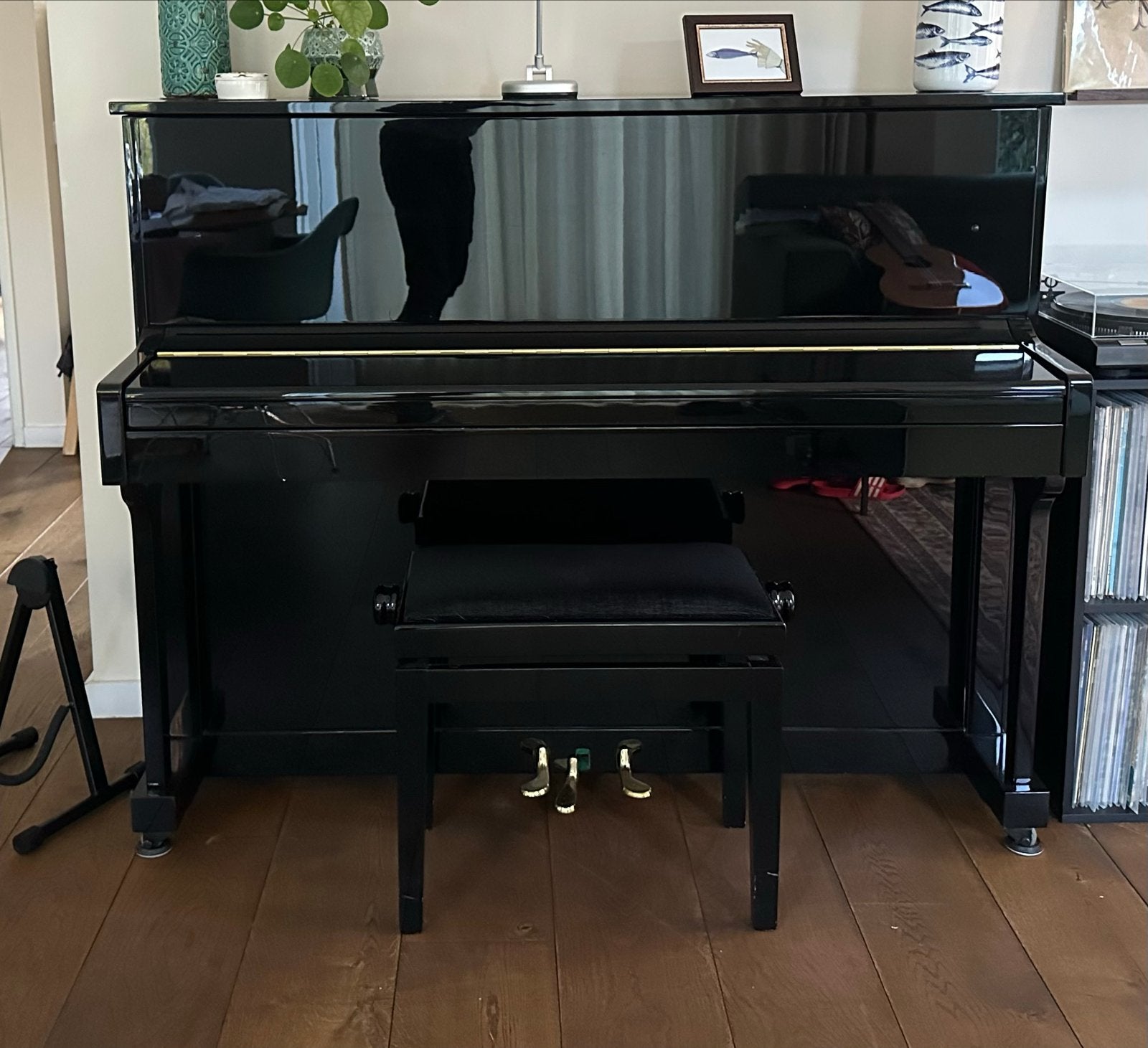 Ypma Piano Petrus UP-118 Zwart Hoogglans, Ophalen, Zwart, Zo goed als nieuw, Piano