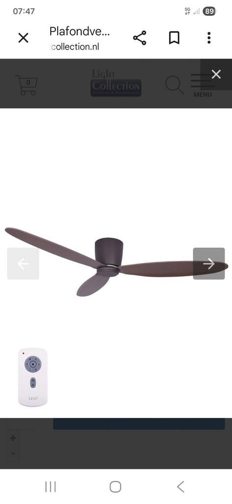Moderne Plafondventilator met Afstandsbediening, Witgoed en Apparatuur, Ventilatoren, Ophalen, Zo goed als nieuw, Plafondventilator