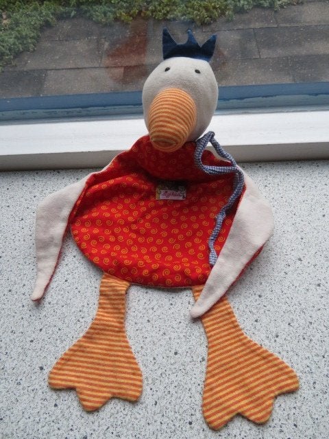 Knuffeldoek eend merk Sigikid vrolijk gekleurd, Ophalen of Verzenden, Zo goed als nieuw, Middelgroot (20 tot 80 cm), Eend