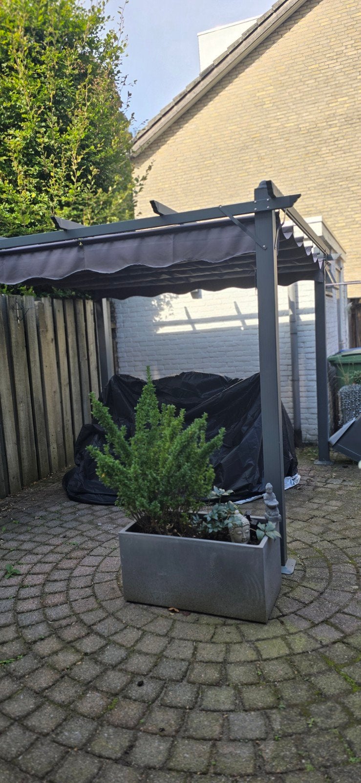 Paviljoen met Uitschuifbaar Doek - antraciet, Ophalen, Gebruikt, Minder dan 4 meter, Minder dan 5 meter