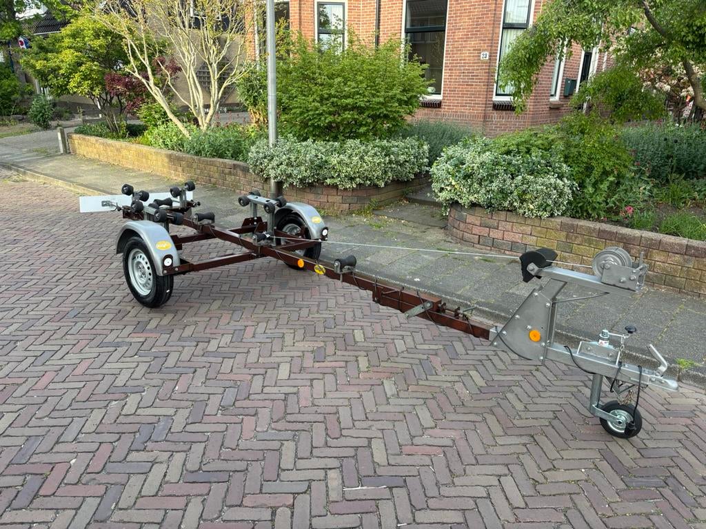 Riba boot trailer aanhanger kar motorboot speedboot 4,80M., Watersport en Boten, Boottrailers, Ophalen, Minder dan 1500 kg, Gebruikt
