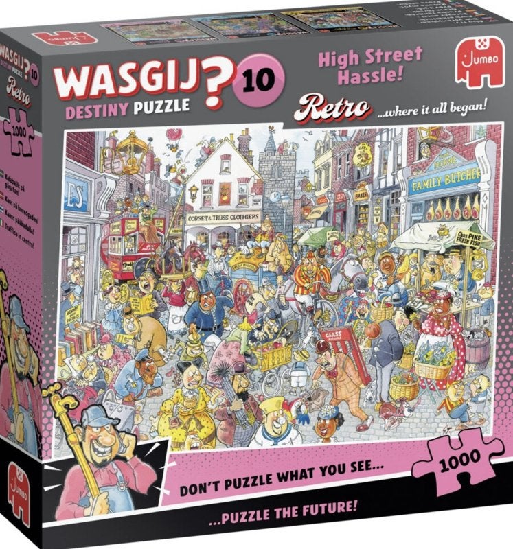 Wasgij Destiny 10 RETRO - Chaos in de Winkelstraat - 1000st., Ophalen of Verzenden, 500 t/m 1500 stukjes, Nieuw, Legpuzzel