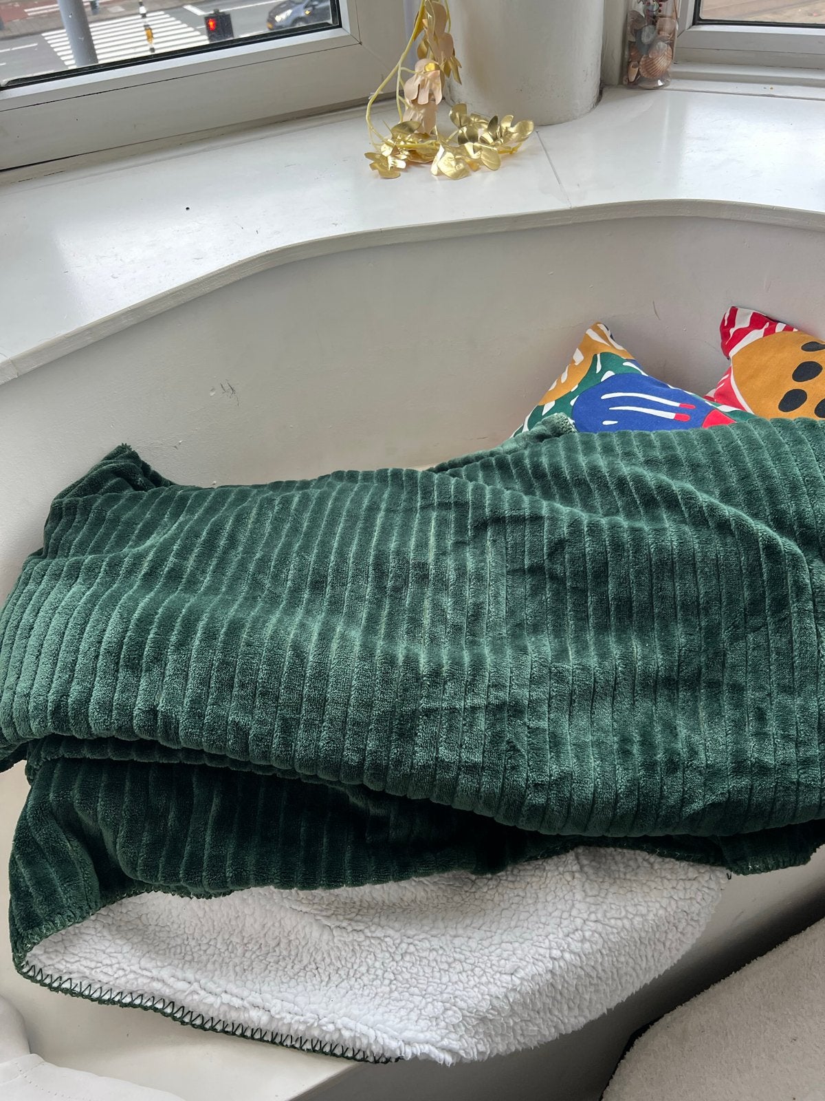Hema groen ribfluweel sierkussen, Ophalen of Verzenden, Zo goed als nieuw, Sierkussen, Dubbelzijdig
