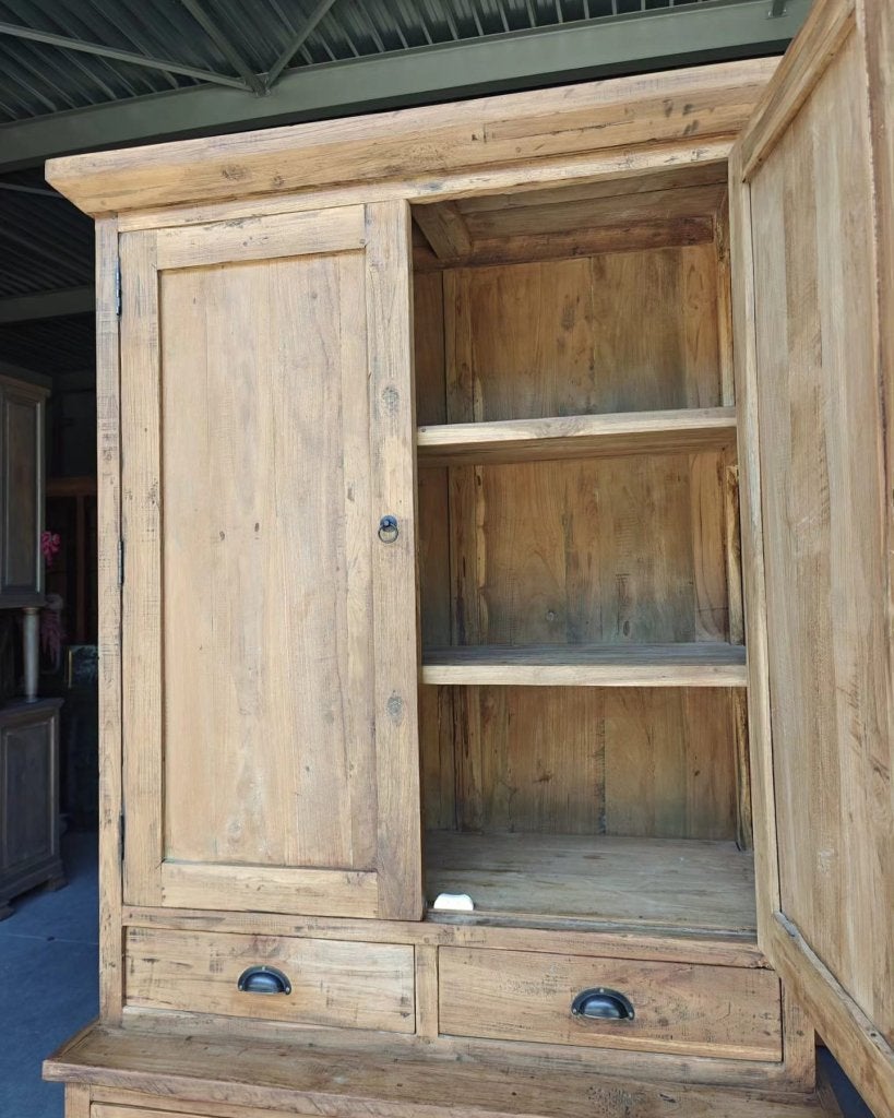 Unieke teakhouten voorraadkast | Buffetkast #5621, Glas, Gebruikt, Met deur(en), -