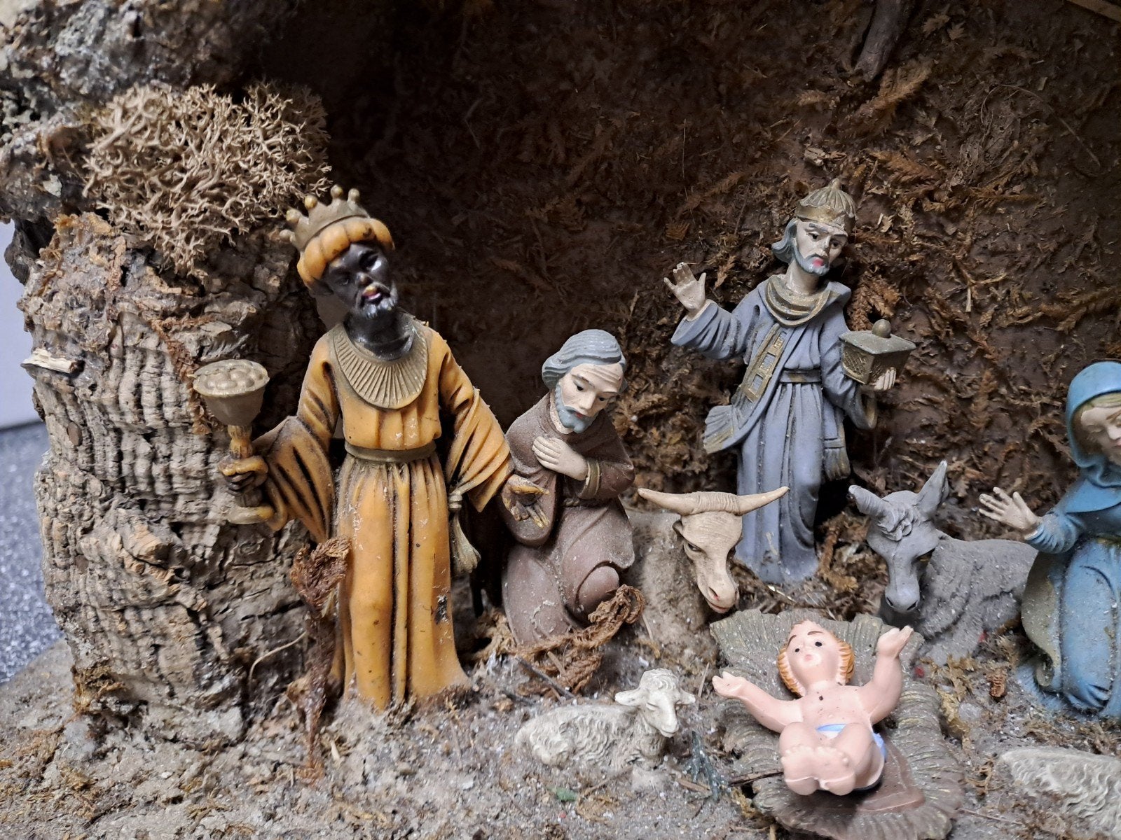 Vintage kerststal met kerstgroep Italy, Diversen, Gebruikt, Onbekend, Ophalen of Verzenden, Onbekend