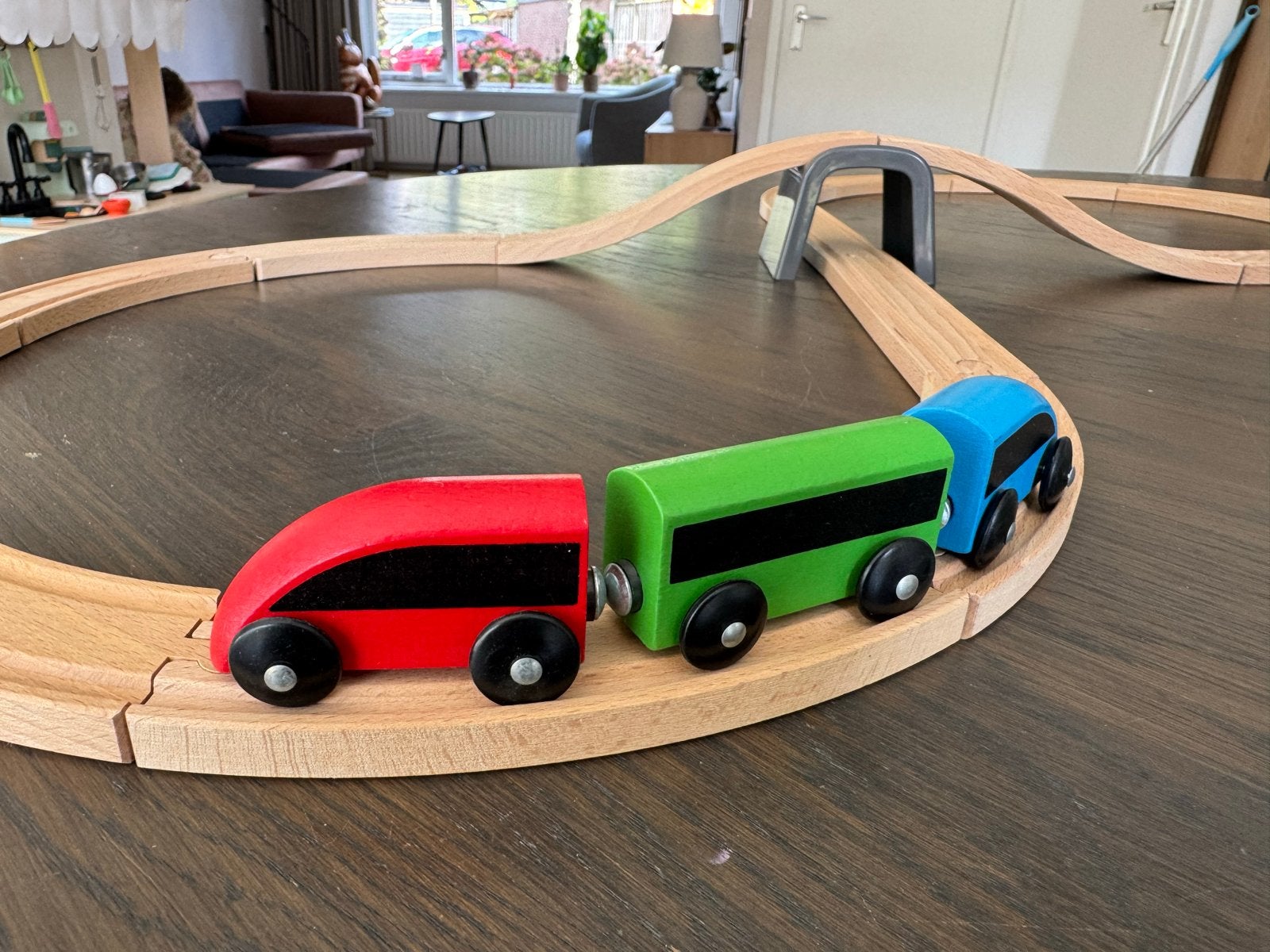 IKEA Houten Speelgoed Trein met Rails - Compleet Set, Ophalen of Verzenden, Zo goed als nieuw