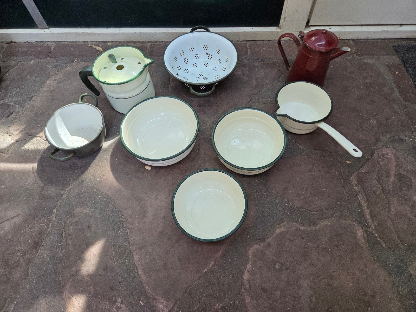 Emaille pannen, schalen koffiepot vergiet, melkkan, steelpa, Antiek en Kunst, Ophalen of Verzenden