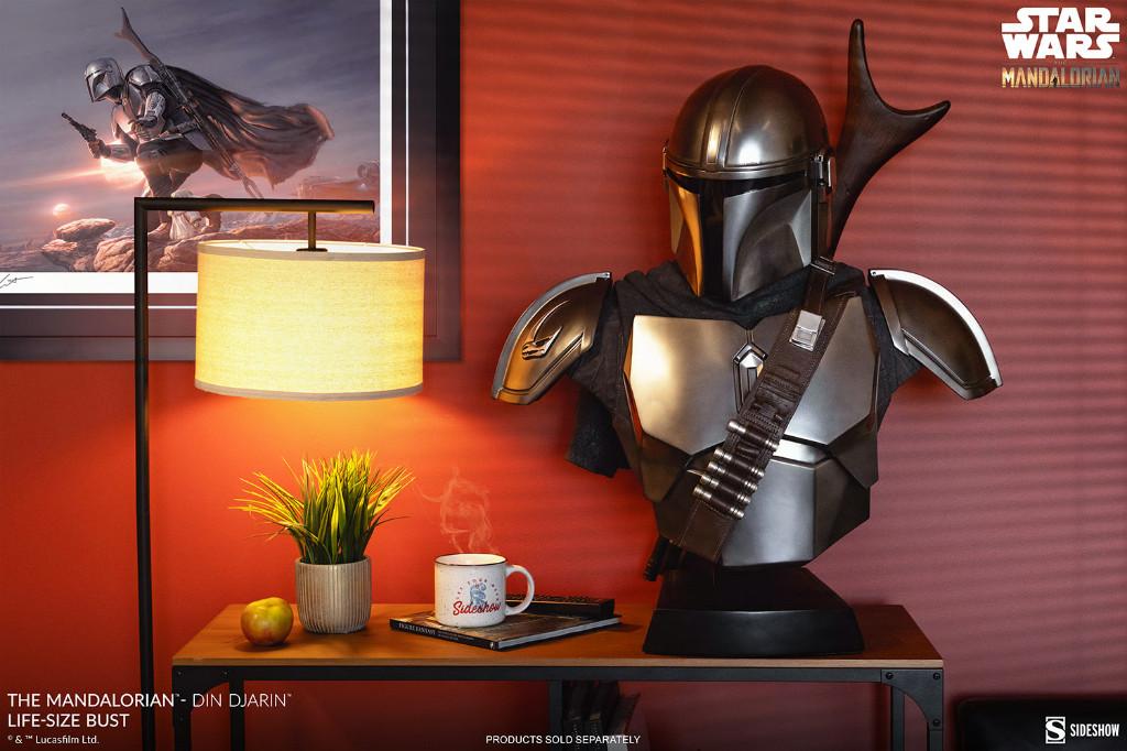 Sideshow Star Wars Life-Size Bust The Mandalorian Din Djarin, Verzamelen, Star Wars, Zo goed als nieuw, Beeldje of Buste, Ophalen