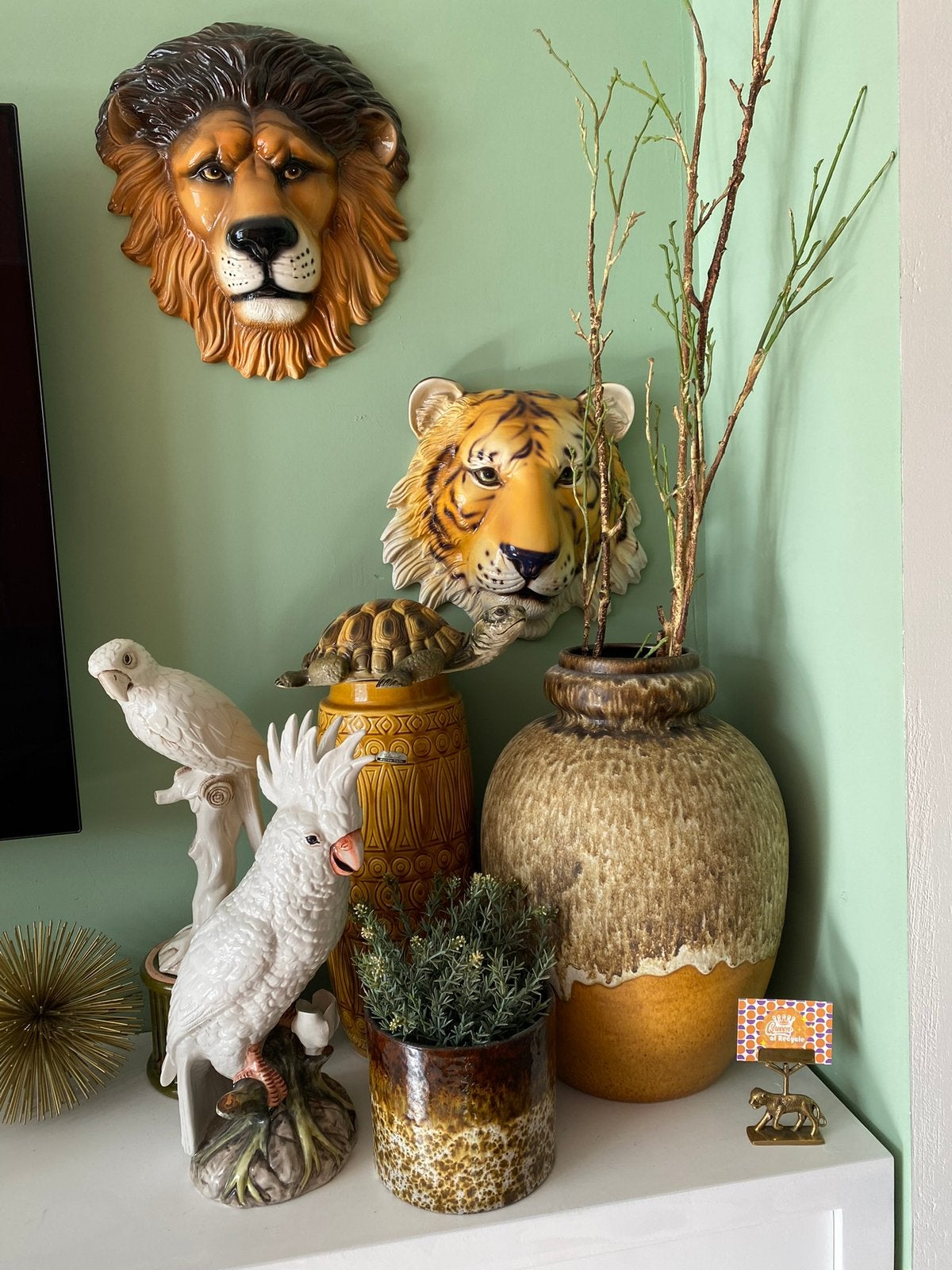 Vintage tijger kop wandmasker bord, Ophalen of Verzenden