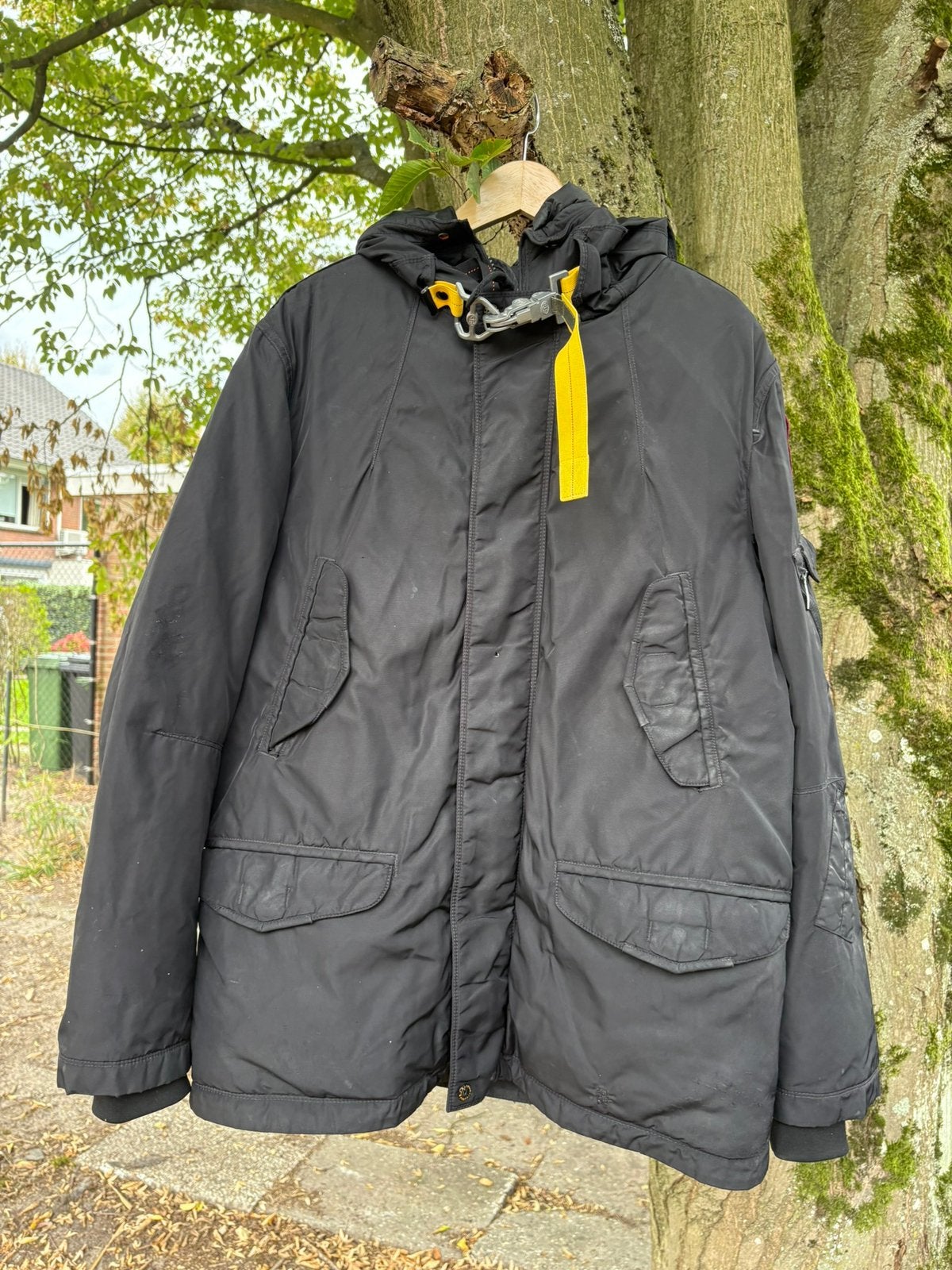 Zwarte halflange Parajumpers heren jas, gebruikt maat L, Ophalen of Verzenden, Gedragen, Maat 52/54 (L), Zwart