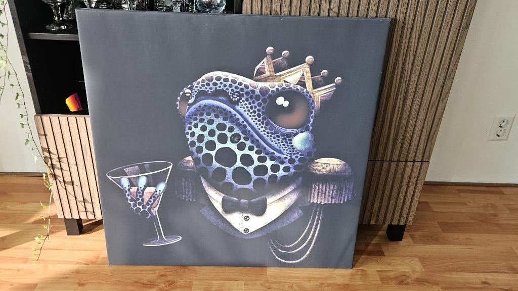 Canvas 80x80cm "Koning kikker”, Ophalen, Gebruikt, Print, 75 tot 100 cm