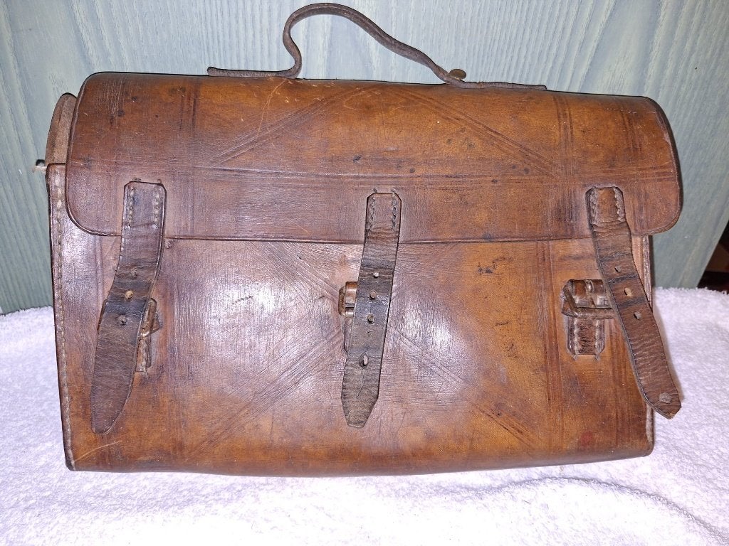 oude lederen boekentas, begin 1900, Ophalen of Verzenden