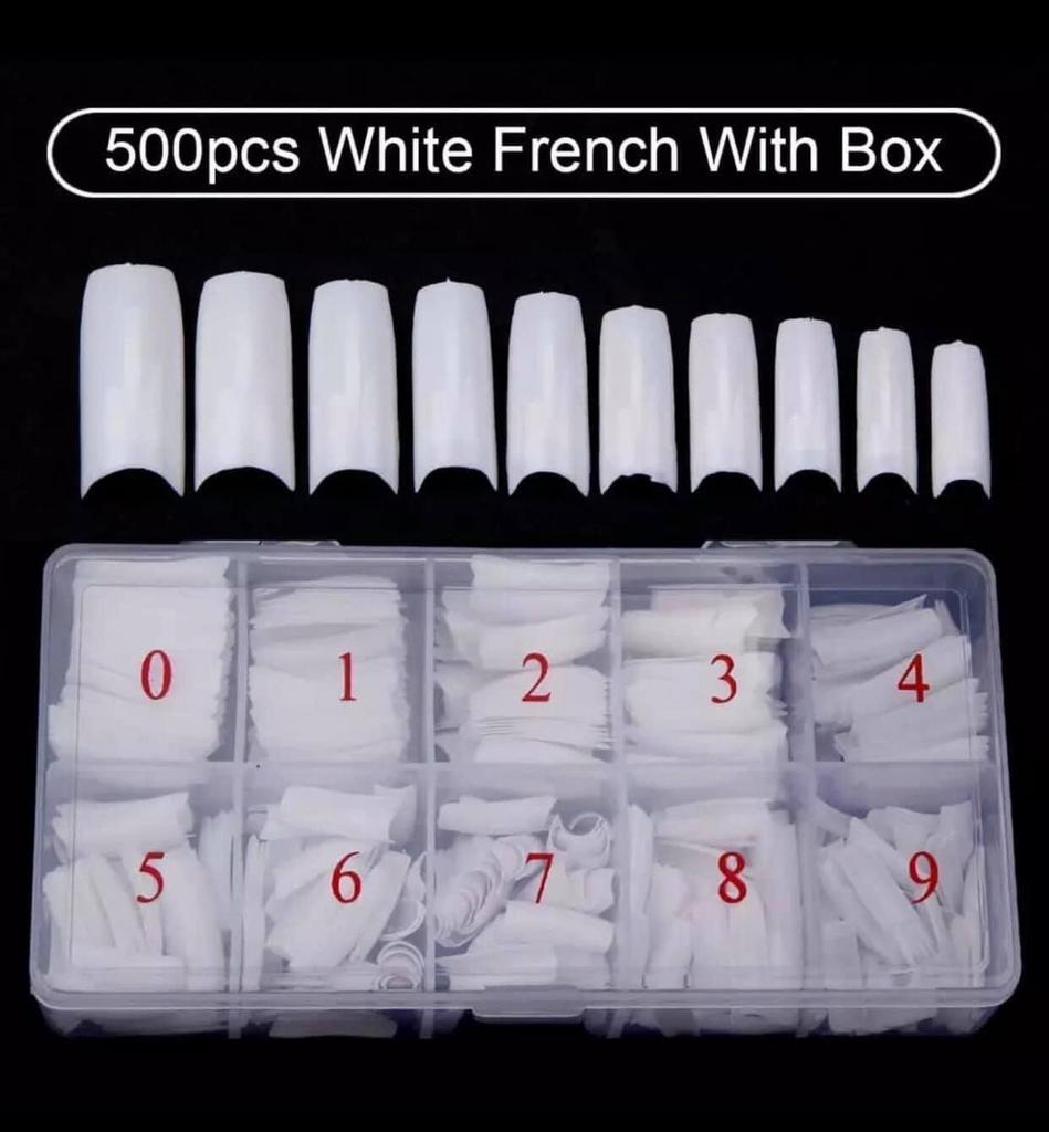500 Tips in Franse in Doos. Nagels. Alles 20% korting., ., Wit, Nieuw, Ophalen of Verzenden