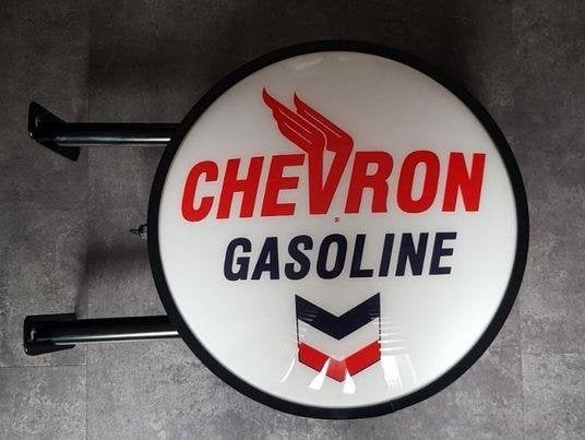 Chevron gasoline wand reclame decoratie mancave lamp SALE, Reclame lampen, Lichtbak of (neon) lamp, Ophalen of Verzenden, Zo goed als nieuw