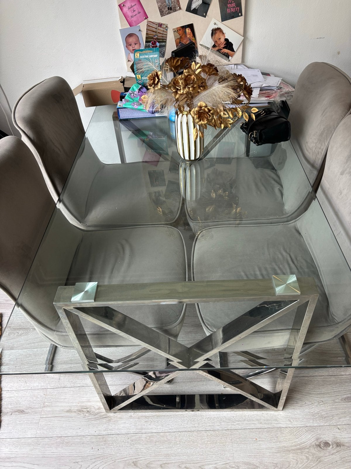 Eric Kuster glazen eettafel en salon tafel, Huis en Inrichting, Tafels | Eettafels, Ophalen, Gebruikt, 100 tot 150 cm, 50 tot 100 cm