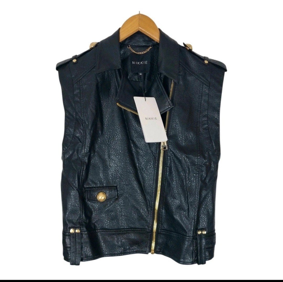 Nikkie Zwart Kunstleren Gilet Irene Waist Maat S Nieuw!, Verzenden, Zwart, Nieuw, Nikkie