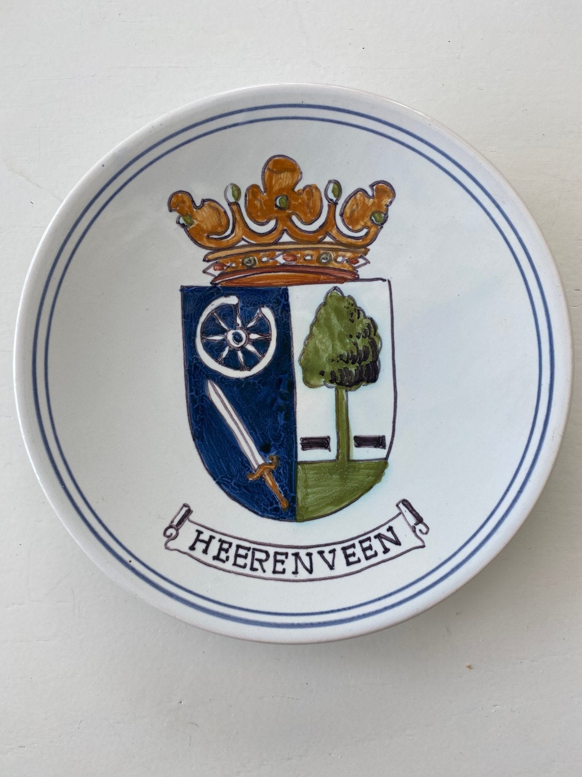 Vintage Heerenveen Wandbordje - Handgeschilderd Keramiek, Ophalen of Verzenden