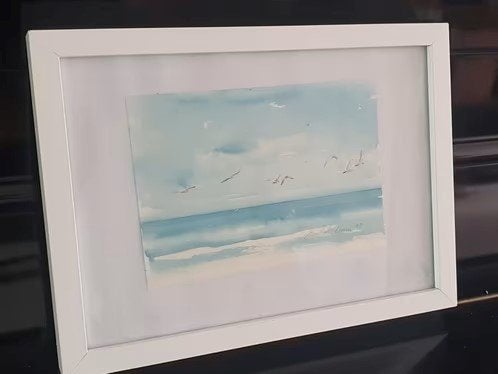 aquarel Meeuwen boven zee Jorn K. Andersen, Ophalen