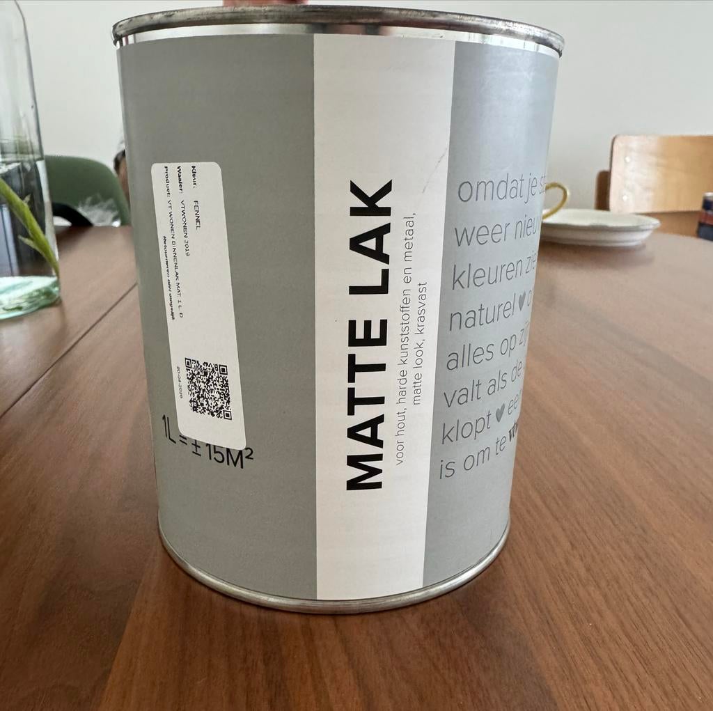 2x VT Wonen Matte Lak 1L - Fennel & Khaki, Ophalen of Verzenden, Zo goed als nieuw, Wit, Lak