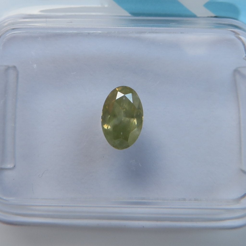 Natural Fancy Greenish Yellow Diamond 0.41 ct – Oval – IGI, Verzenden, Zo goed als nieuw