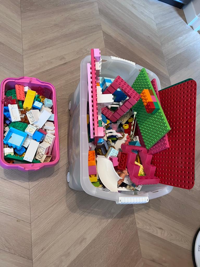 Grote partij LEGO Duplo met grondplaten en diverse blokken, Ophalen, Gebruikt