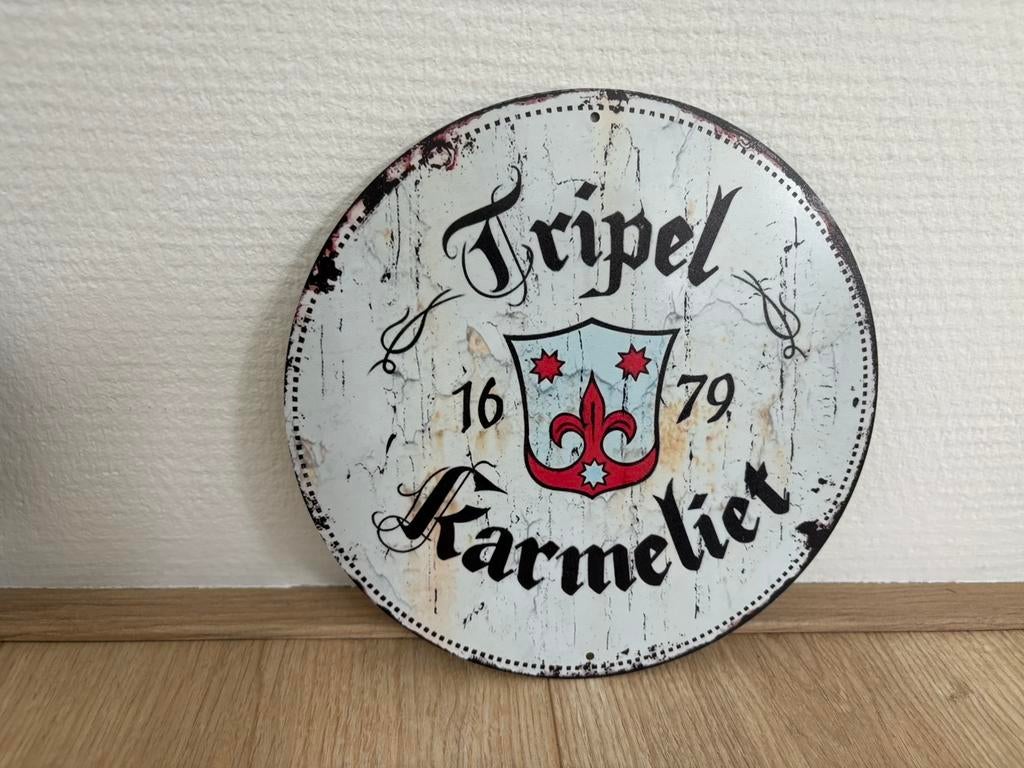 Prachtige vintage borden Bacardi & Tripel Karmeliet (20x20), Ophalen of Verzenden, Zo goed als nieuw, Reclamebord