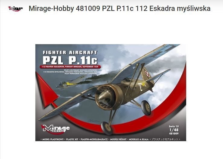 Mirage-Hobby 481009 PZL P.11c 112 Eskadra myśliwska, 1:32 tot 1:50, Nieuw, Ophalen of Verzenden, Italeri