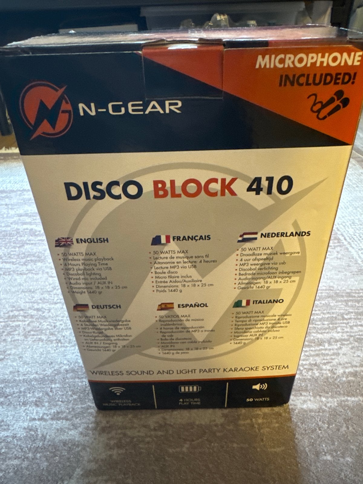 N-GEAR Disco Block 410 Draadloos Geluidssysteem met Microfoo, Ophalen, Nieuw, Complete set