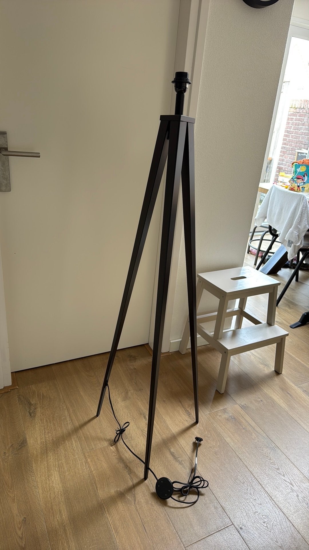 Zwarte vloerlamp statief met E27 fitting, Ophalen, Gebruikt, E27 (groot), Metaal