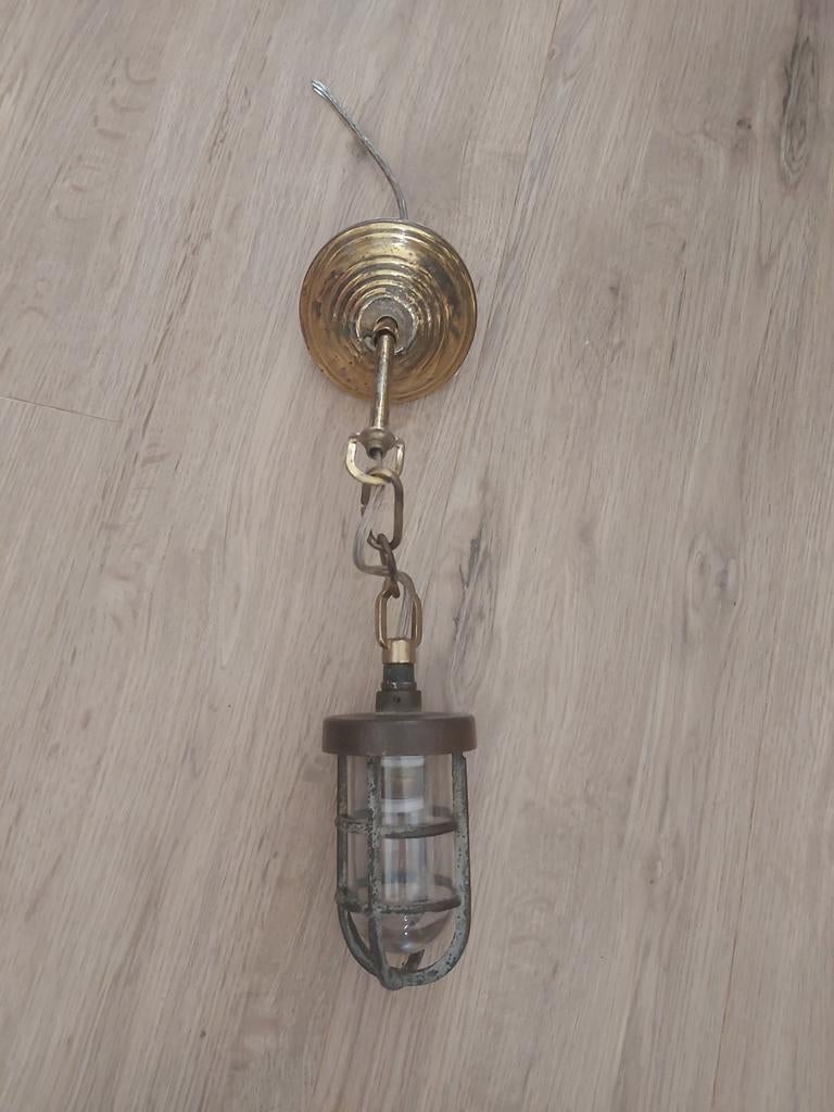 Kleine bronzen bully lamp kooilamp in zeer goede staat, Ophalen of Verzenden