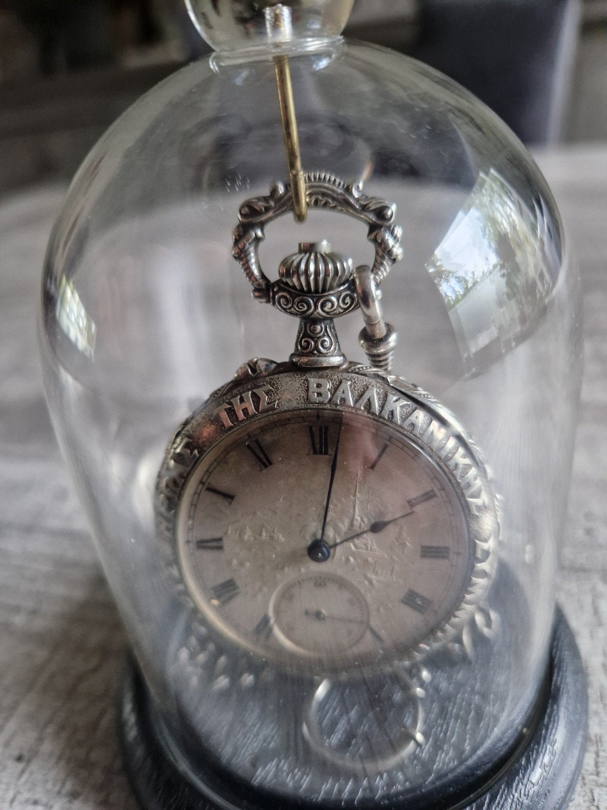Antiek zilveren zak horloge in stolpje, Huis en Inrichting, Woonaccessoires | Stolpen, Ophalen of Verzenden, Gebruikt