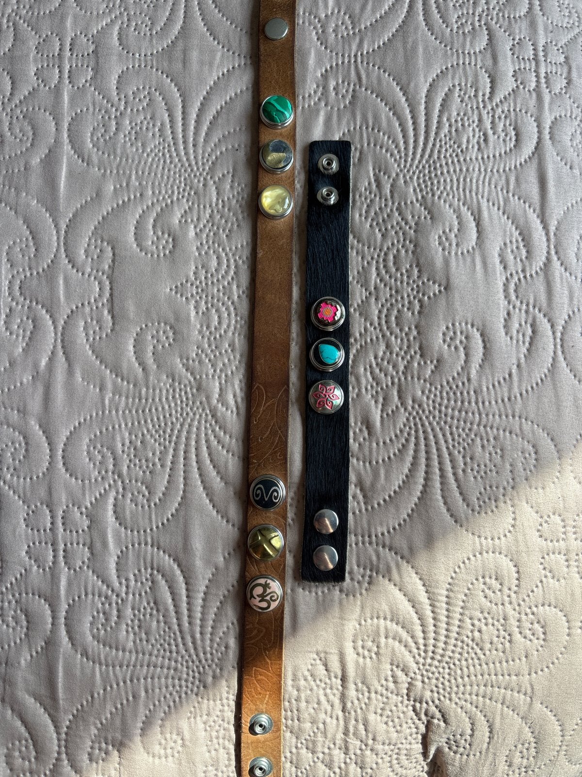 Originele Noosa dubbele en enkele armband met 9 chunks, Sieraden, Tassen en Uiterlijk, Gebruikt, Bruin, Leer, Ophalen of Verzenden