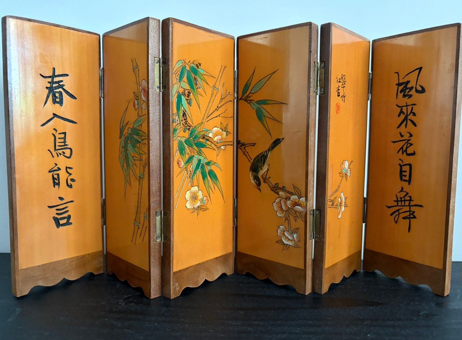 Niet - Westerse kunst : Vintage Chinees mini kamerscherm, Ophalen of Verzenden, Zo goed als nieuw