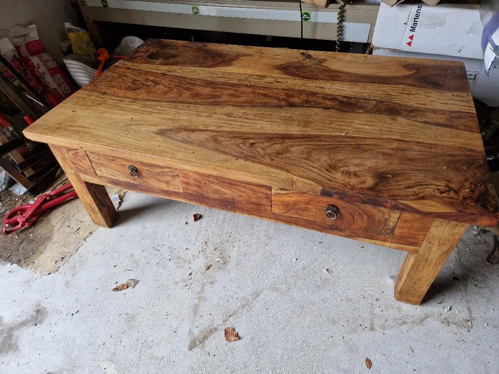 Salontafel, koffietafel, walnotenhout massief: 120x70cm, 100 tot 150 cm, Zo goed als nieuw, Minder dan 50 cm, Rechthoekig