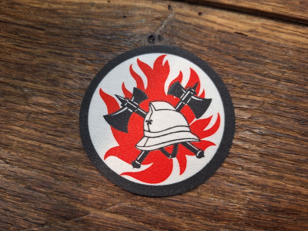 strijklogo van brandweer, oud logo Belgische brandweer, Ophalen of Verzenden, Overige soorten, Overige gebieden, Embleem of Badge