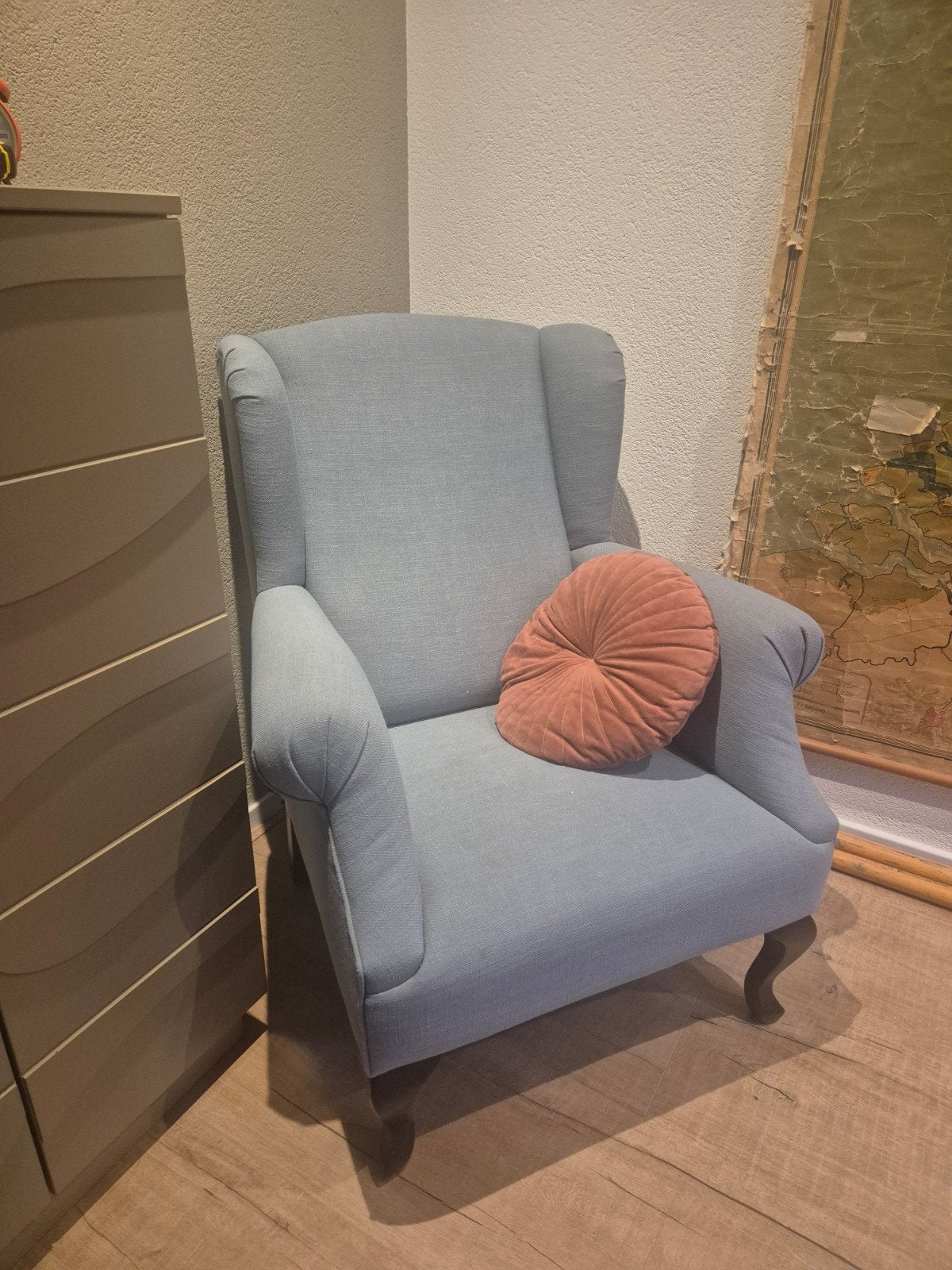 Comfortabele lichtblauwe fauteuil - Olav, Ophalen