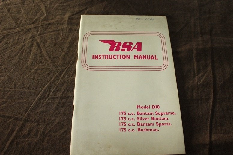 BSA Bantam D10 175cc 1967 instruction manual, Ophalen of Verzenden, Overige merken