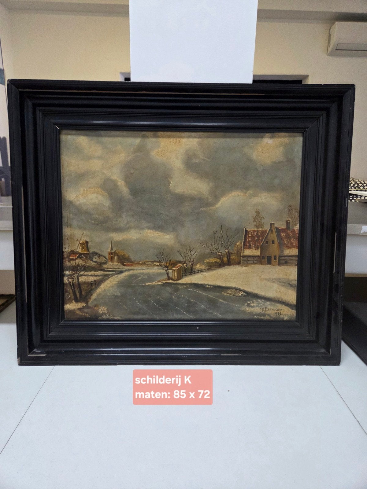 Schilderij J.A. Barthuizen 1933 - Winters Landschap, Ophalen