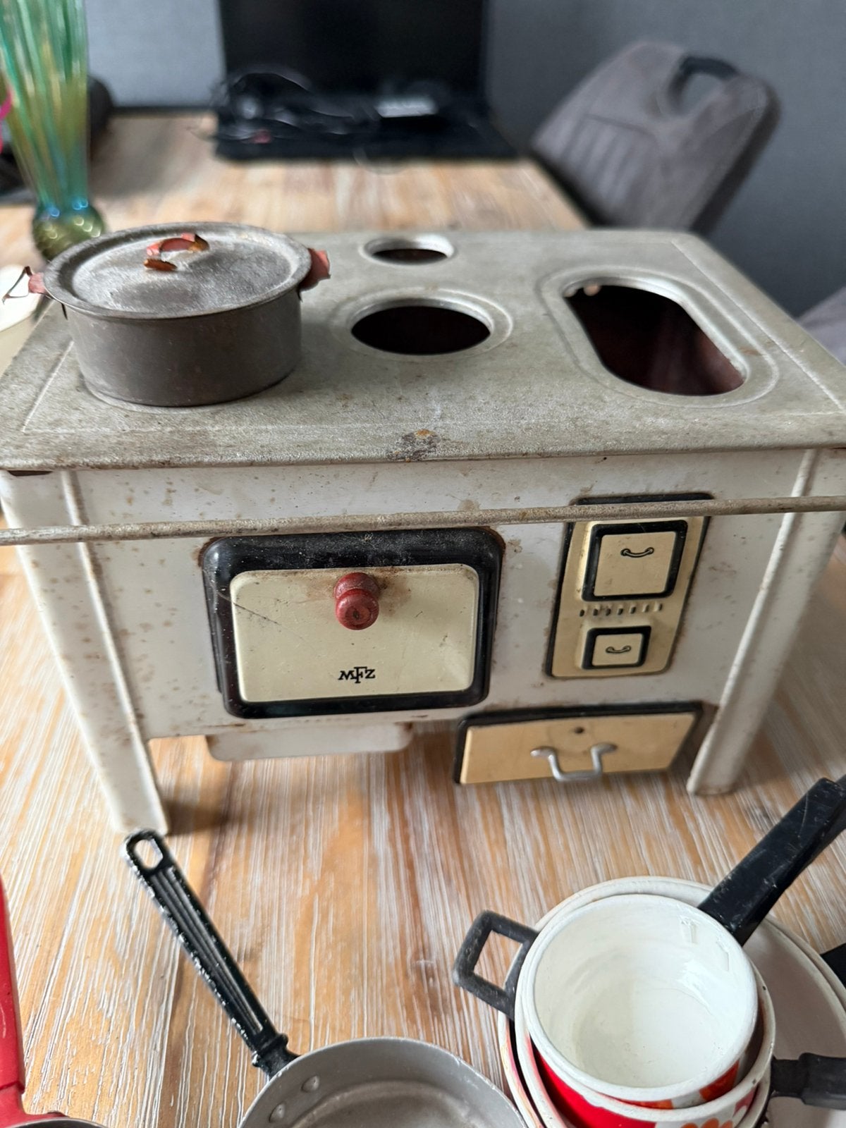 Blikken Speelgoedfornuis MFZ+ Retro Pannetjes Jaren '50/'70, Ophalen, Zo goed als nieuw