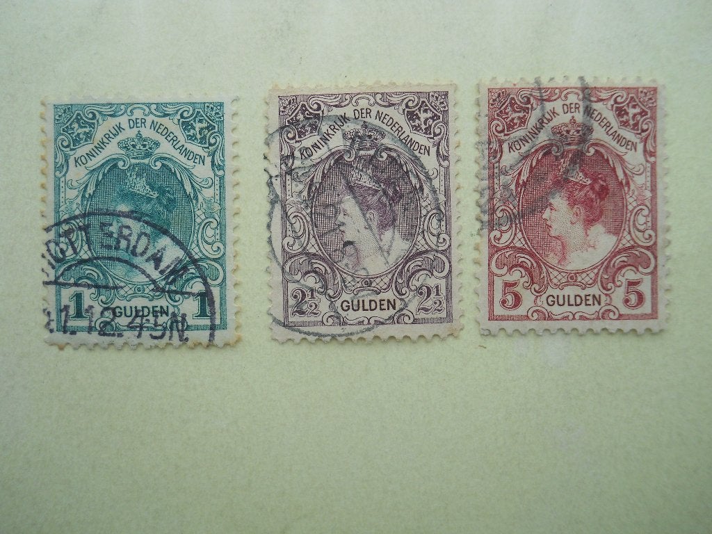 Nederland 1899 Koningin Wilhelmina Nvph.77-79 gestempeld, Ophalen of Verzenden, T/m 1940, Gestempeld
